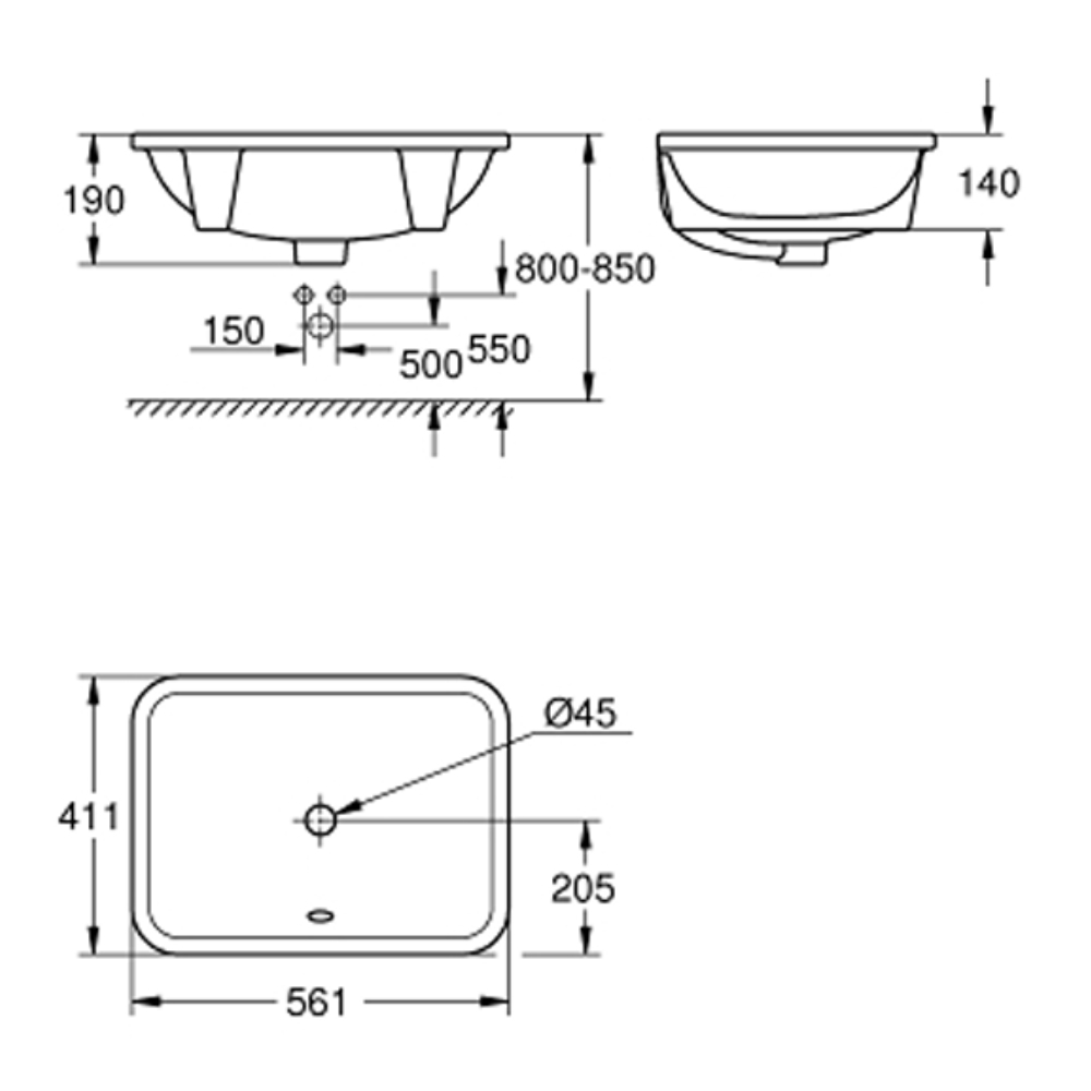 Chậu âm bàn Projectline 39317000
