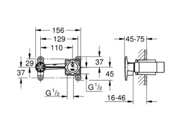 Bộ trộn âm tường  cho vòi 2 lỗ 1/2" 23200000