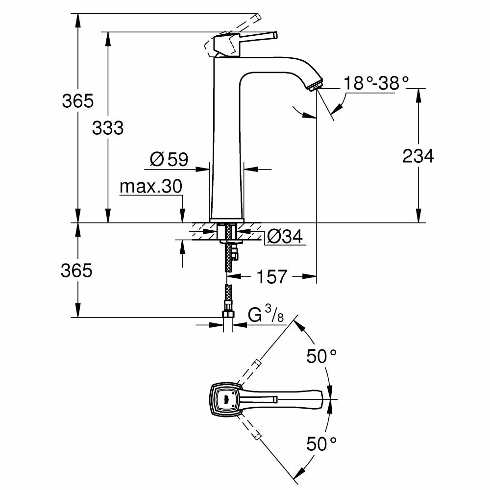 Vòi nóng lạnh 1 lỗ XL-size Grandera 23313000