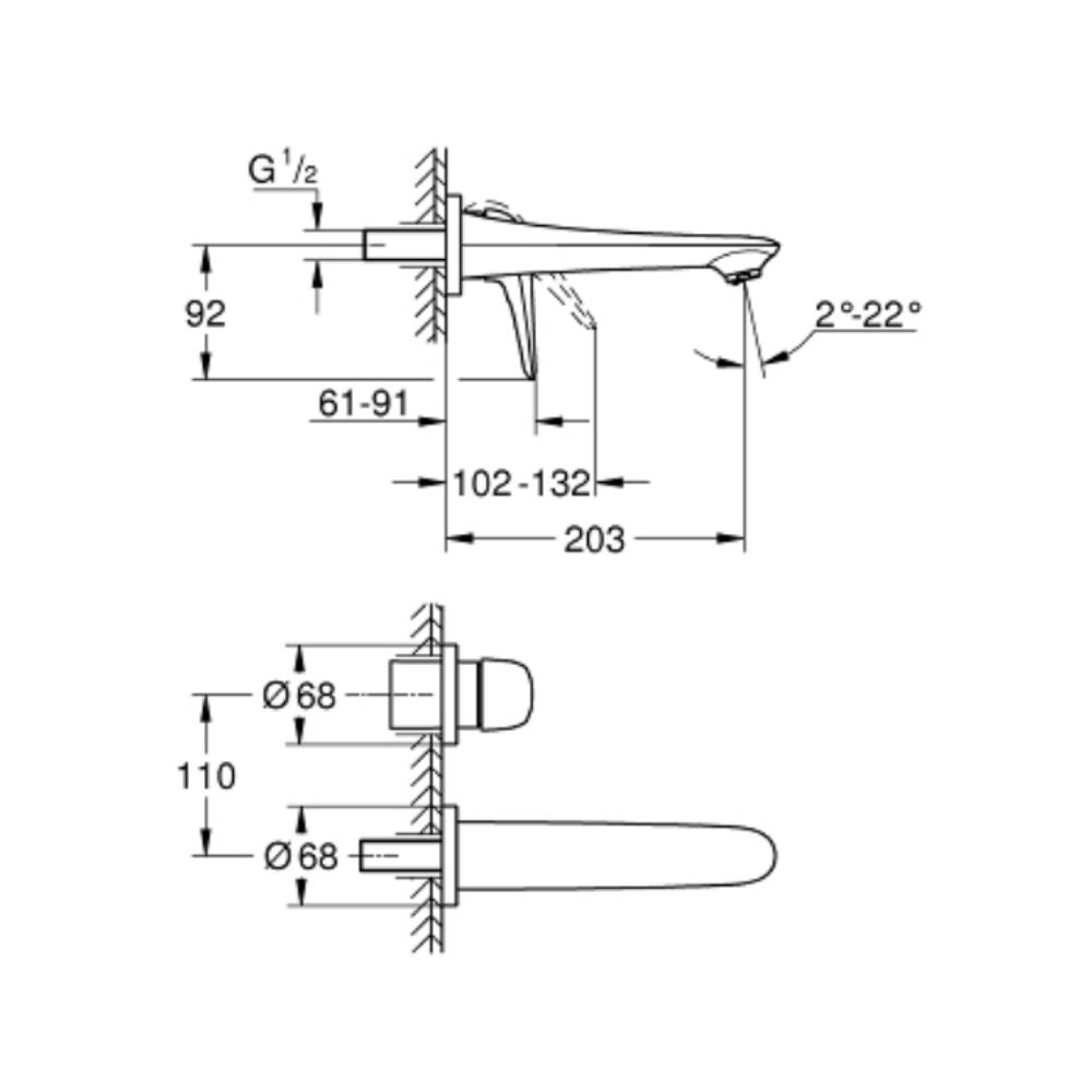 Vòi trộn âm 2 lỗ  Eurostyle 29097003