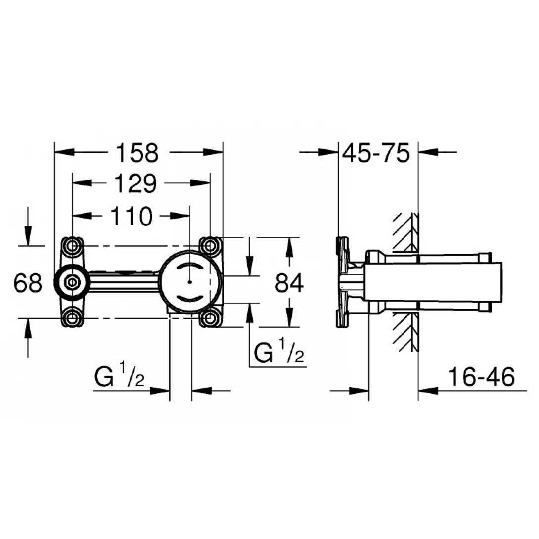 Bộ trộn âm tường vòi 2 lỗ 1/2" 23571000