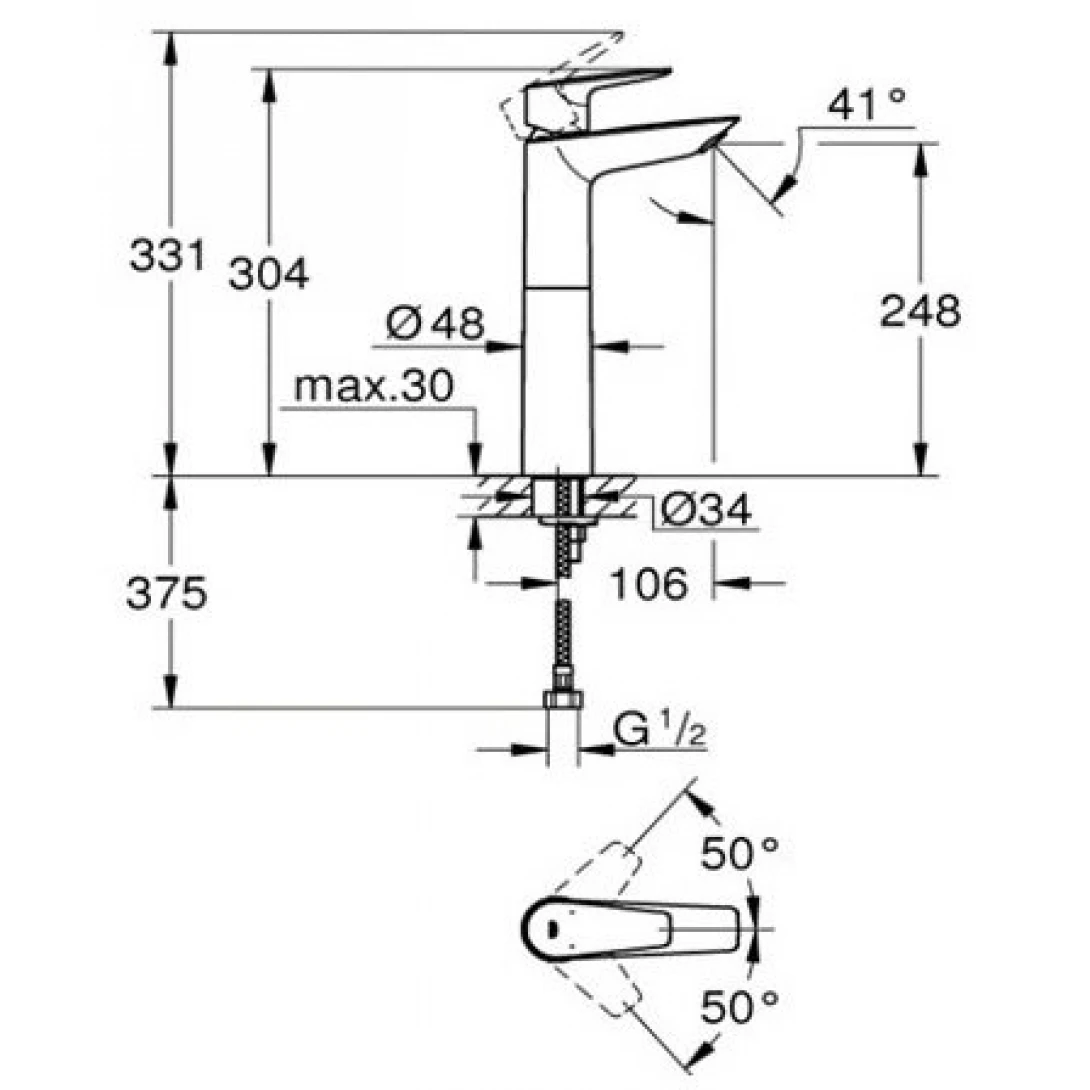 Vòi chậu nóng lạnh  BauEdge XL size 23910001